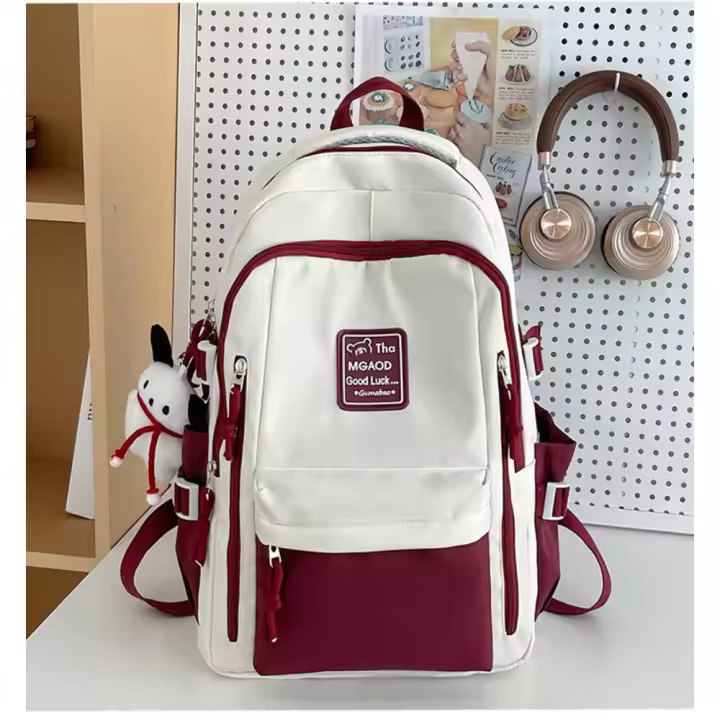 Mochila de Gran Capacidad para Mujeres Estilo Japonés Contrastante Ideal para Estudiantes Universitarios, Viajes y Ocio Nueva Bolsa para Computadora - 1