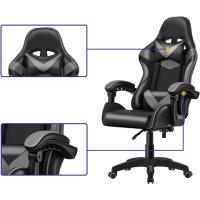 Silla para Ordenador, Silla Ergonómica para Juegos, Silla de Escritorio para Oficina con Altura Ajustable y Ruedas, Sillas de Videojuegos Color Negro/Gris. - details 8