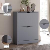 Diseños Zapatero con 2 cajones, Ahorro de Espacio, con 2 cajones abatibles, Mueble para Pasillo y Sala de Estar, 100% Certificado FSC (Gris) - details 7