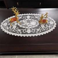 Mantel ovalado de ganchillo blanco de campo Vintage, juego de té para mesa de comedor de cocina, sala de estar, oficina, TV, armario de pared, Antip - details 5