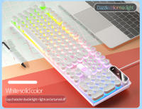 Teclado de máquina de escribir para juegos, periféricos redondos de 104 teclas con cable, Color a juego, retroiluminado, para ordenador de escritorio y portátil - details 11