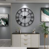 Reloj De Pared De Metal Redondo De Estilo Vintage Silencioso Funciona Con Pilas 40cm 47cm 60cm Números Romanos Negros - details 7