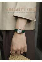 Reloj de pulsera cuadrado pequeño de cuero genuino de alta gama para mujer Dial reloj de cuarzo con temperamento ligero - details 1