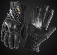 Guantes de cuero auténtico para motocicleta, manoplas Retro Vintage de invierno a prueba de viento, diseño táctil, malla transpirable a prueba de golpes, Palma antideslizante - details 2