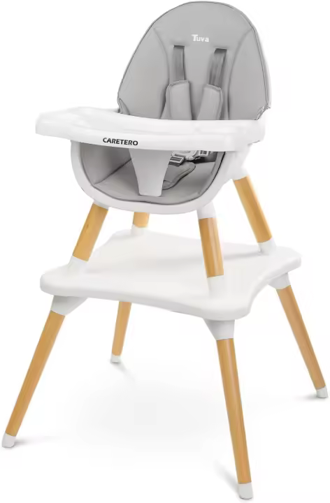 Silla de Comedor para Bebé de 6 Meses a 3 Años - Carga Máxima 15 kg - Trona o Silla 2 en 1 + Mesa - Bandeja Regulable - Gris - 1