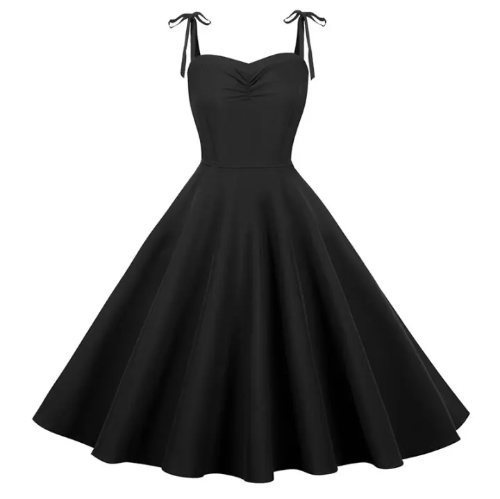 Strapless women summer solid slim a-line midi party dress - 1