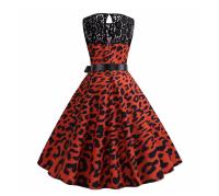 Lace patchwork summer women a line elegant vintage party dress with belt - details 72