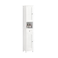 Mueble columna de baño con 1 cesto para ropa sucia, armario alto para baño, estanterías de baño con 1 puerta y 3 estantes, 40 x 38 x 170 cm - details 5