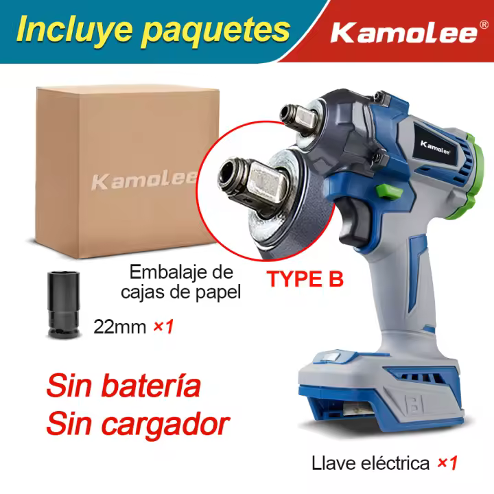 Kamolee-llave eléctrica DTW500, inalámbrica, sin escobillas, 1200 N.m, batería y cargador incluidos, Compatible con batería Makita de 18V - 1
