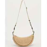 Bolso Crucero de Tejido Ligero Correa Ajustable Desmontable, Cierre de Cremallera, Lining de Goma y Poliéster, Marrón/Negro Bolso de Mano Casual para Mujeres en Primavera-Verano - details 15