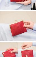 MIYIN-cartera pequeña de cuero para mujer, monedero Vintage plegable, compacto, con cremallera y cierre de beso - details 5