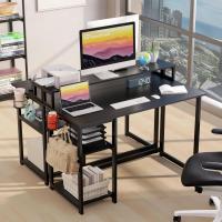 Escritorio de Ordenador con Soporte de Monitor Escritorio de Oficina con Estantes de Almacenamiento Ajustables Pequeño Escritorio Reversible para el Estudio Beige - details 36