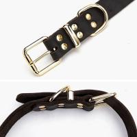 Collar de Perro de Cuero Real Fuerte Collar de Perro de Acero Inoxidable para Cachorros y Perros Grandes Horquilla de Mascotas - details 5