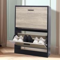Mueble zapatero de 12 pares - Estantería de gran capacidad para vestíbulo o pasillo - (ancho) 60 x (profundidad) 24 x (alto) 80 cm - Madera clara blanca - details 94