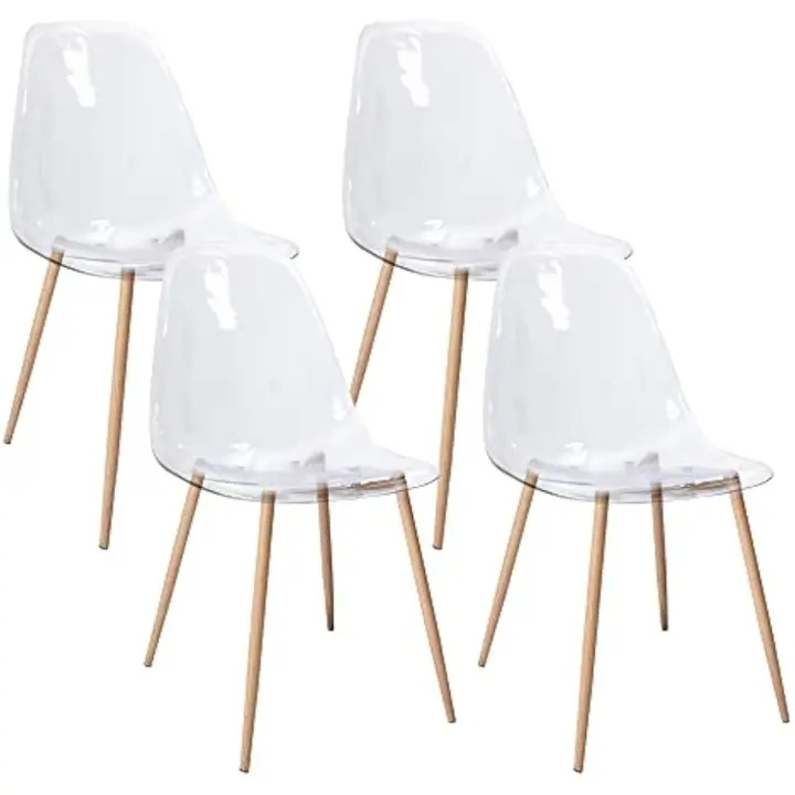 Sillas de Comedor Nórdicas Elegantes Versátiles, Transparentes, Acrílico, Paquete de 4 - 1