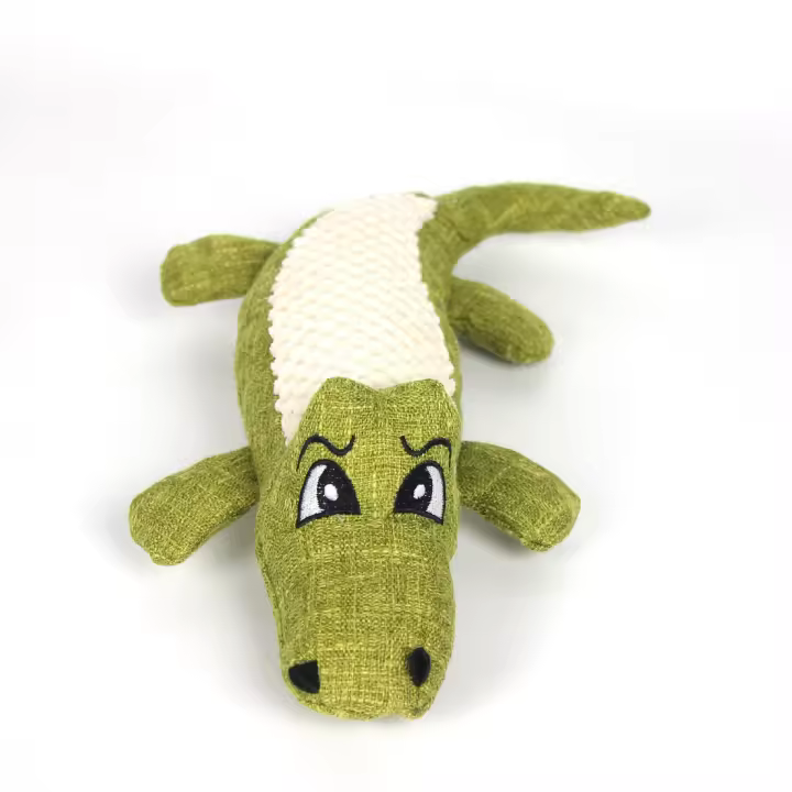 Juguete para masticar para perros, juguetes para perros, juguetes chirriantes para perros, juguete de cocodrilo de lino de felpa, animales de peluche, cocodrilo para suministros de entrenamiento para perros, juguete para limpiar los dientes - 1