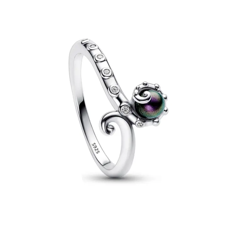 Anillo de Sirena Pequeña de Plata Esterlina Ursula, Estrella, Luna, Flor - 1