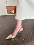 Impresionantes zapatos de tacón alto dorados con punta en punta de alta gama, nuevos zapatos de tacón. - details 3
