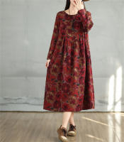 Vestido Floral de Algodón Vintage Moda Casual para Mujeres Primavera Otoño - details 47