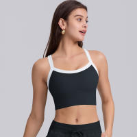 Hamidou-Sujetador deportivo de nailon para mujer, camiseta sin mangas de Color sólido, transpirable, de secado rápido - details 20