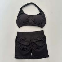 Conjunto de pantalones cortos de entrenamiento de impacto de yoga sin costuras, sujetador deportivo camisola, pantalones cortos, ropa Fiess, gimnasio Tre, 2 piezas. - details 6