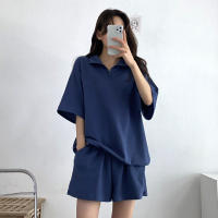 Traje deportivo de mujer con cremallera de color sólido, verano 2025, nuevo, holgado, delgado, top y pantalones cortos casuales de dos piezas. - details 12