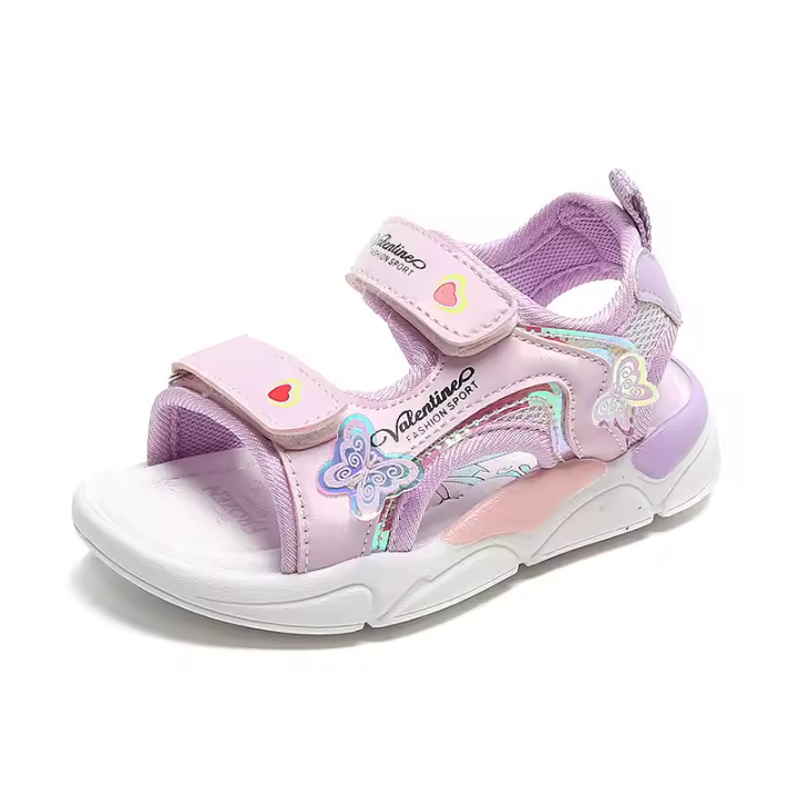Sandalias planas de mariposa para niñas, zapatos de baile de princesa informales, zapatos de playa, moda de verano - 1