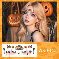 Tatuaje facial desechable para Halloween, pegatinas temporales impermeables de larga acción para mejillas, pegatinas transparentes de cara de murciélago aterrador para niños - details 9