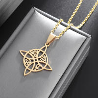 Collar Encanto Bruja Nudo Pendiente Acero Inoxidable Amuleto Joyería Afortunada Para Mujeres Triskelion Ankh Pentagon Valknut - details 2