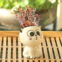 Mini plantas lindas de dibujos animados con forma de cerámica, expresión ETA, gato ETA, decoración de escritorio, pequeños adornos - details 5