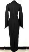 2024 nuevo vestido negro delgado y delgado con cuentas de manga larga vestido largo Maxi vestidos para mujeres - details 1
