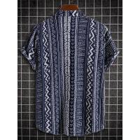 Camisa informal con botones y solapa de manga corta para hombre, estilo bohemio, vacaciones diarias, tops de verano - details 5