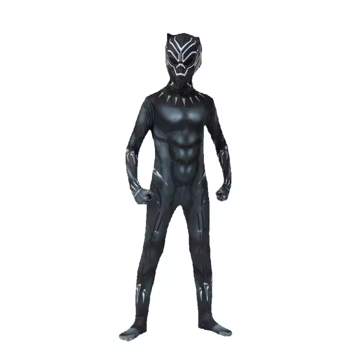 Halloween adultos niños Pantera Negra Cosplay disfraz fiesta mono - 1
