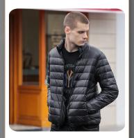 Chaqueta holgada de plumas de ganso blanco, chaqueta ligera con capucha, cuello alto para hombre, corte ajustado con capucha juvenil - details 13