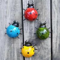 Estatua de Mini Metálica de Ladybug Beetle para Decoración del Hogar Adorno de Pared Colgante para Jardín Patio Figura de Escultura Exterior - details 0