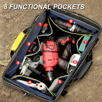 Bolsa de herramientas multifunción 1680D para electricista, bolsa de tela Oxford, bolsa de herramientas de boca ancha, bolsa de almacenamiento impermeable para llave y destornillador - details 5