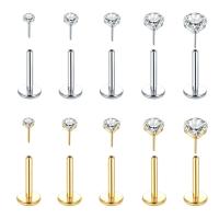 5 aretes, tachuelas, pasadores Labret Push in, joyería perforada con parte posterior plana sin rosca, para oreja, nariz y labio, con CZ de 1,5/2/2,5/3/4 mm - details 0