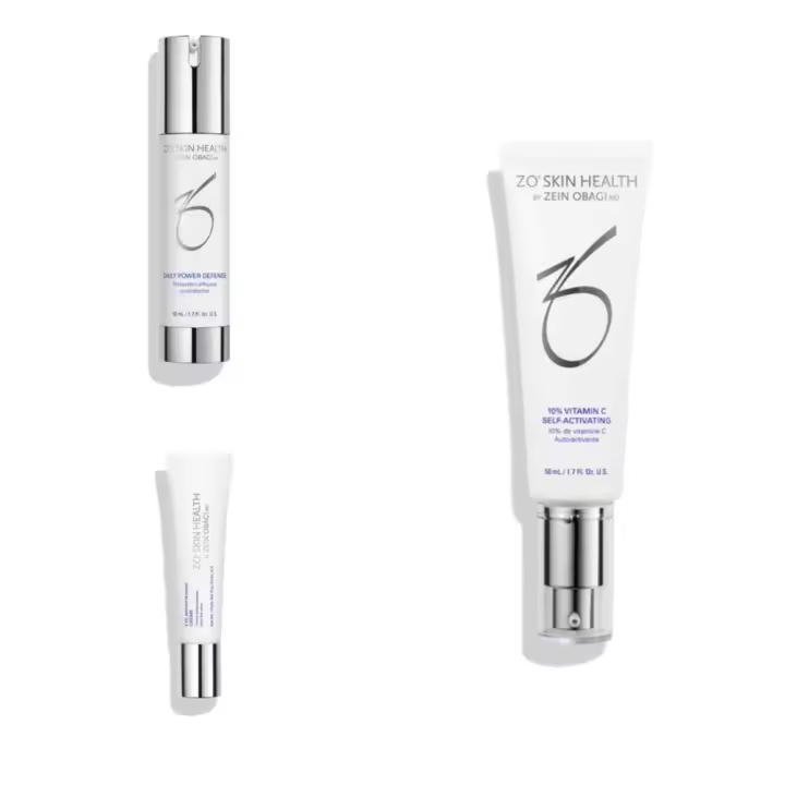ZO SKIN Daily Power Defense 50ml + 10% Vitamina C Autoactivante 50ml + Crema iluminadora de ojos 15ml Set de tres piezas - 1