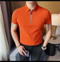 Polo de manga corta bordado de malla transpirable de verano para hombre, camiseta informal de negocios con solapa y media cremallera, - details 30