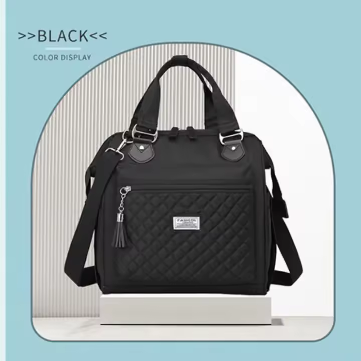 Bolsa de tela impermeable de nailon portátil de gran capacidad bolsa de almuerzo de hilo de bordado para mujer bolsa de hielo bolsa de picnic para salir - 1