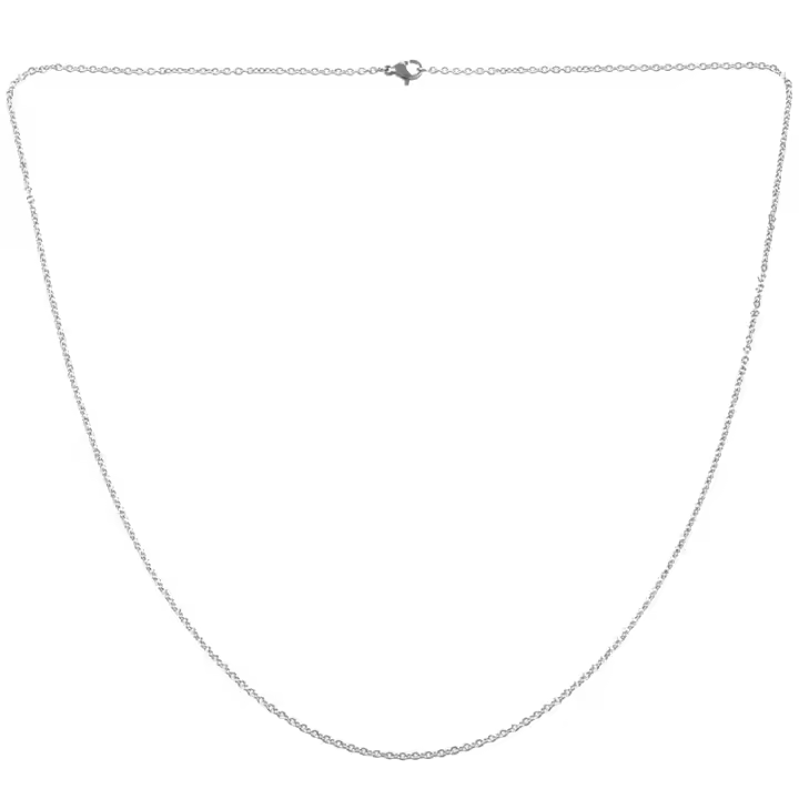 Cadena de joyería para mujer, collar de acero inoxidable "O", plateado, 2 mm de ancho, 65 cm de largo - 1
