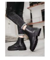 Botas de cuero de cocina para hombre de otoño, zapatos deportivos informales para Chef, a la moda, diseño Martin, negro, impermeables y antideslizantes - details 10