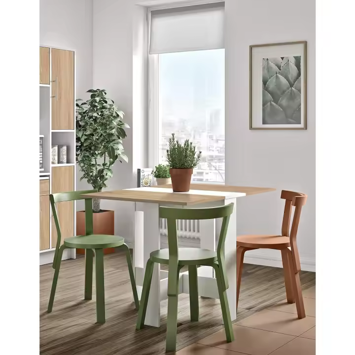 Mesa Plegable Contemporánea con 2 Solapas Plegables, Tablero de Partículas de Melamina, 103 x 76 x 73.4 cm - 1
