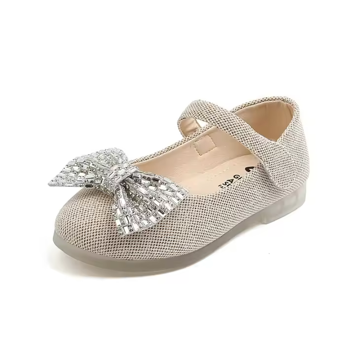 Zapatos de baile con gancho y bucle de princesa elegantes planos para niño brillante de cuero con lazo para niña, 2024 - 1