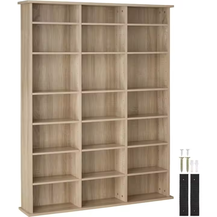 Estantería de Pared de Madera 21 Compartimentos, Ajustable en Altura, Extraíble, Resistente - 1