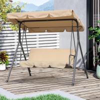 Columpio de Jardín de Metal con Parasol 3 Sillas, Cojín y Techo Ajustable 240kg 169x110x151cm - details 8