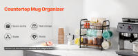 SucceBuy Organizador de barra de café de 2 niveles para encimera, soporte multifuncional para tazas y estación de café, 12 ganchos móviles y 2 estantes - details 0