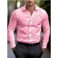 Camisa de traje rosa negro blanco casual al aire libre color sólido rayas cómodo solapa suave tops de hombre Oficina de talla grande 2024 - details 2