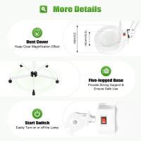 Luz LED de aumento con abrazadera Base y brazo giratorio, lámpara de aumento ajustable, 24 W, 120 LED, 8 aumentos - details 1