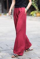 Pantalones de pierna ancha sueltos con cintura elástica de lino para mujer moda coreana informal 2025 - details 2